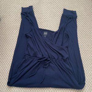 GAP Ribbed Cotton Jumpsuit Women's Petite Medium Navy